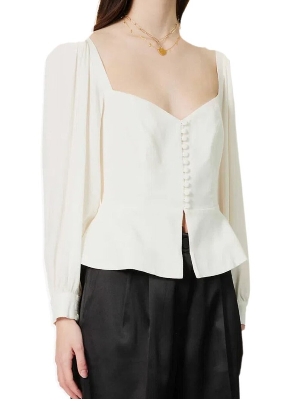 Reformation Katana Top Ivory Peplum Blouse Victorian Romantic Regencycore 2